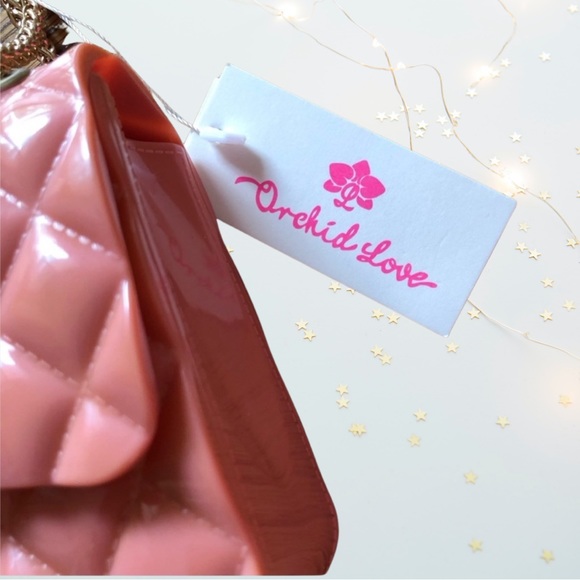 ORCHID LOVE Quilted Jelly Flap Bag with Gold Chain New with Tags - Picture 4 of 11